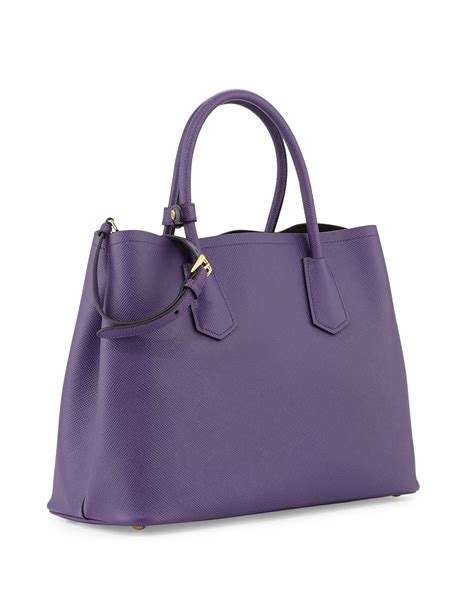 Prada Saffiano Cuir Small Double Bag, Violet (Viola) 